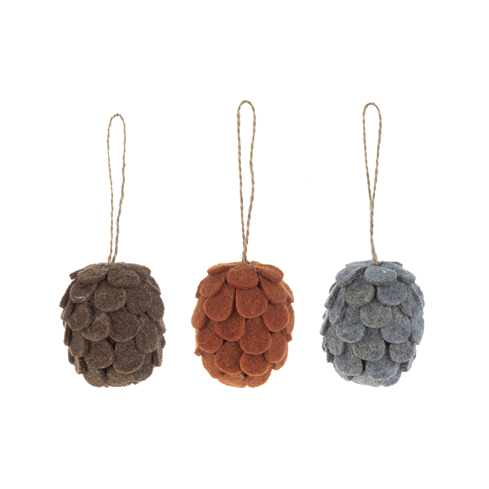 Felted Wool Pinecone Ornaments