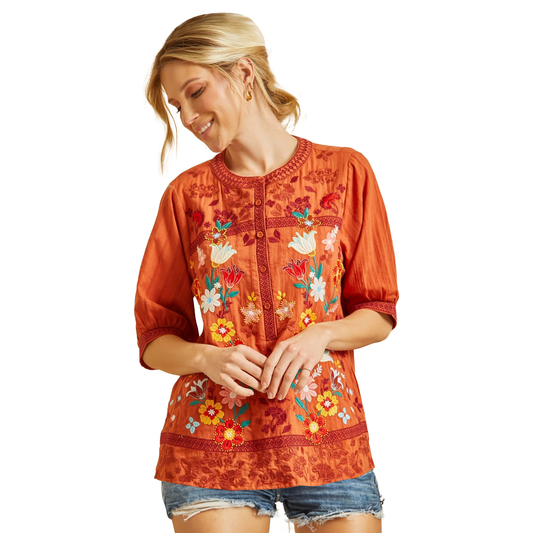 Joan Half Sleeve Embroidered Top