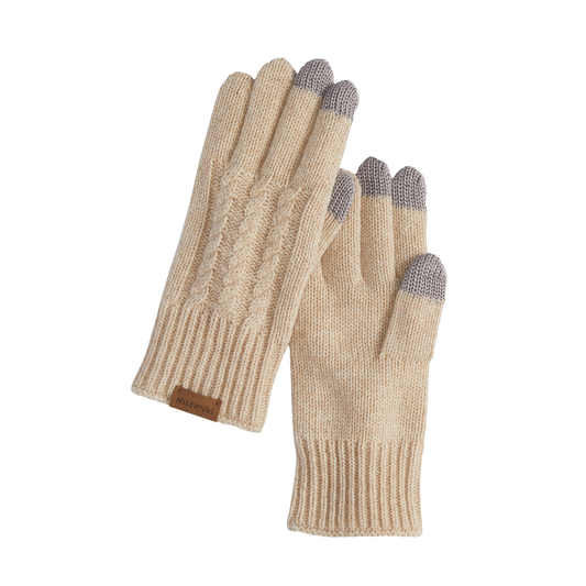 Pendleton Cable Knit Texting Gloves - Cream