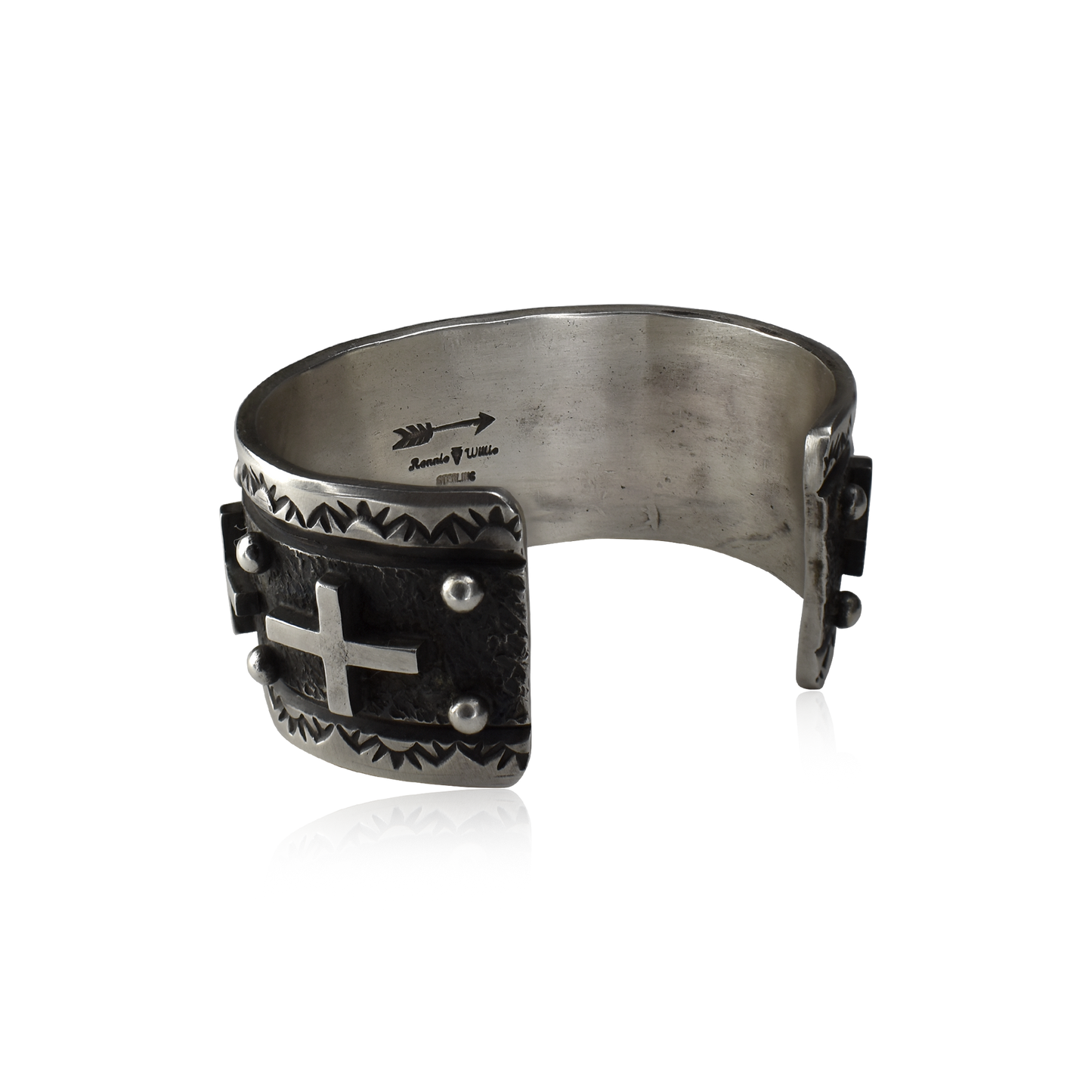 Star Crossed Cuff with Stamped Border by Ronnie Willie