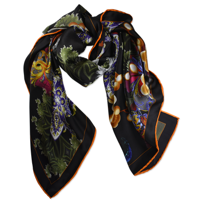Charmeuse #24 Black Mystery Silk Wild Rag - 34.5"