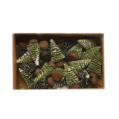 Flocked Mini Bottle Brush Trees - Boxed Set of 24
