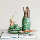 Hand-Painted Stoneware Cabbage Shaped Salt & Pepper Shaker Set