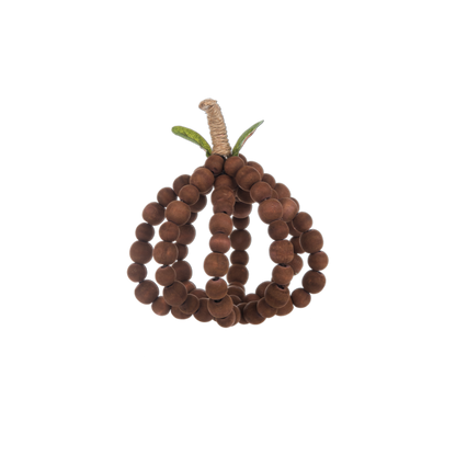 Brown Wooden Beaded Pumpkin