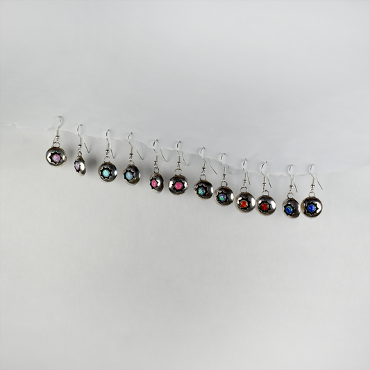 Opal Circular Shadowbox Dangle Earrings by Janice Spencer