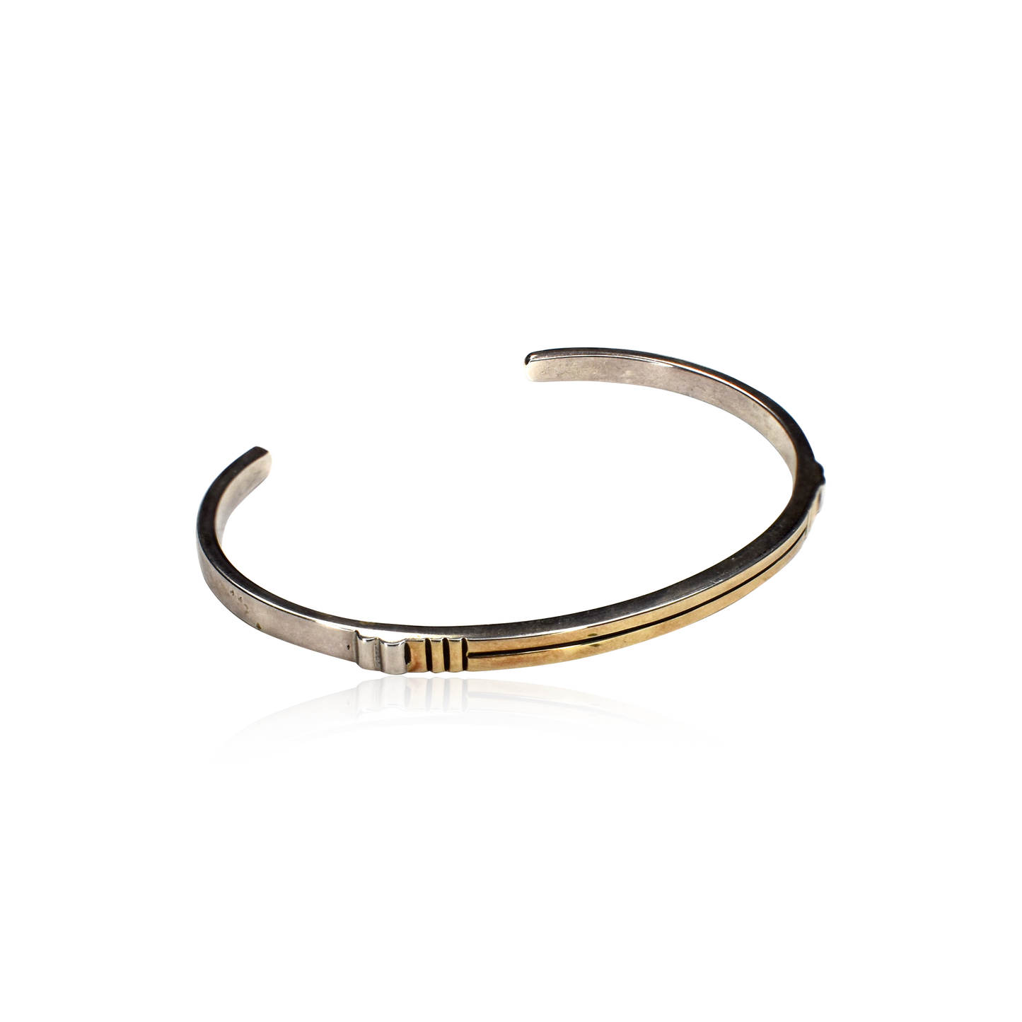 Narrow Line Gold Plated Vintage Sterling Silver Cuff by Tommie Secatero