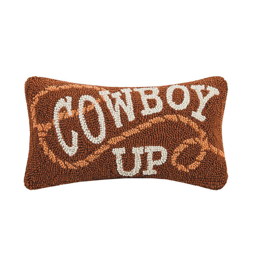 Cowboy Up Brown Rope Hook Pillow