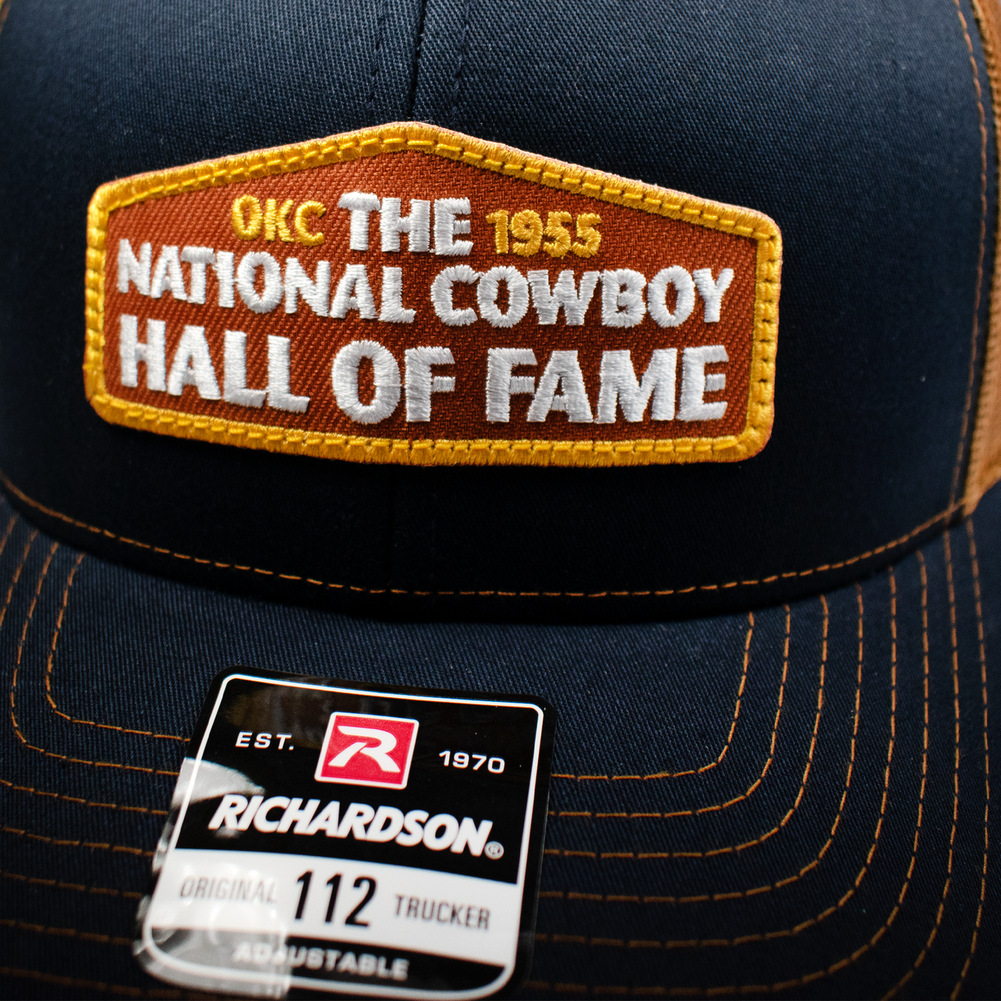 The National Cowboy Hall of Fame Snapback Trucker Patch Hat - Navy/Caramel