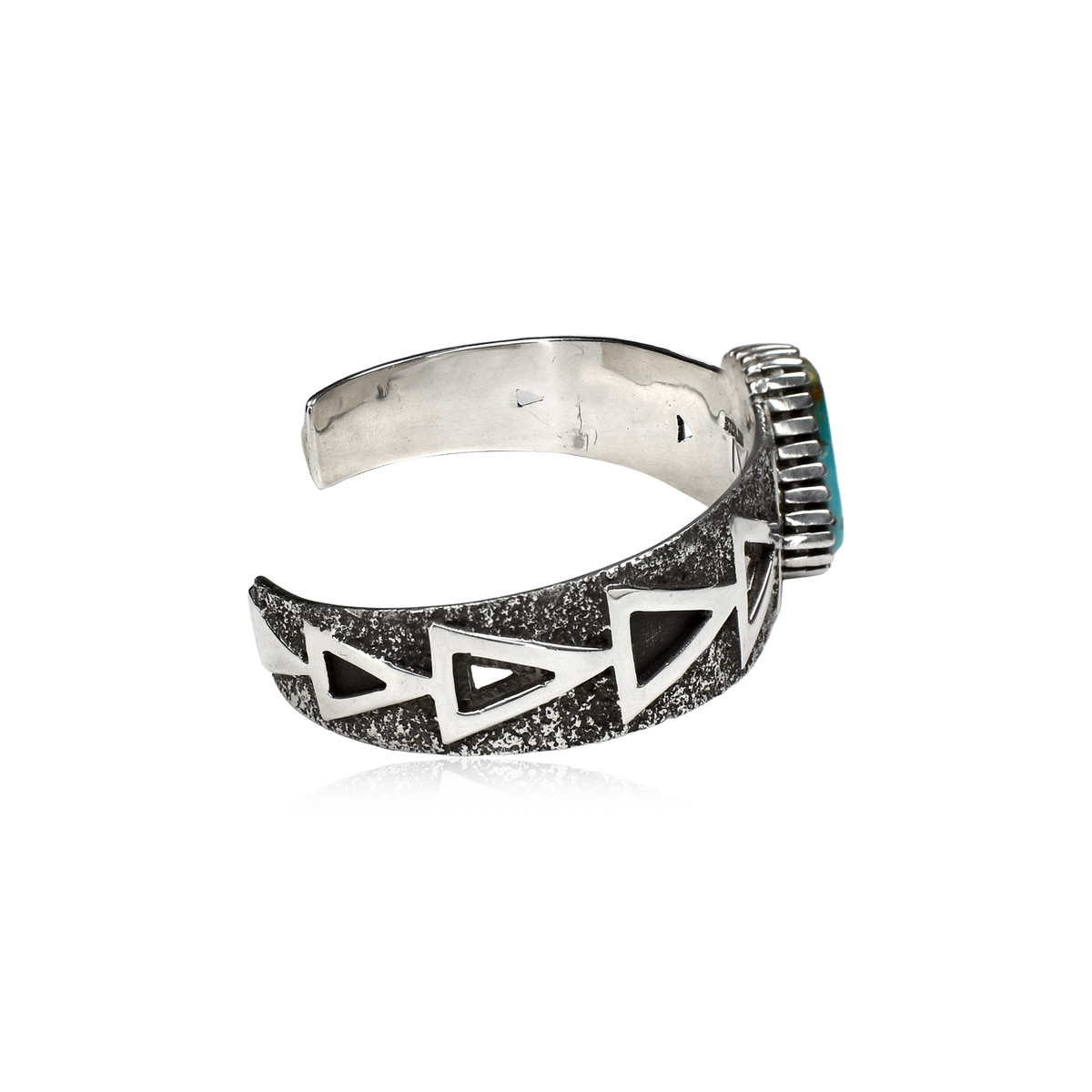 Tufa Cast Single Stone Cuff with Triangular Cutouts by Toney Mitchell