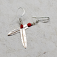 Prayer Feather Earrings with Coral Bead by Marvin Arviso