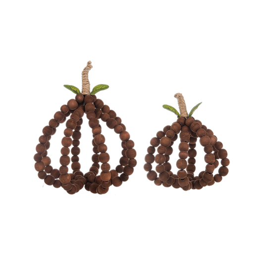 Brown Wooden Beaded Pumpkin