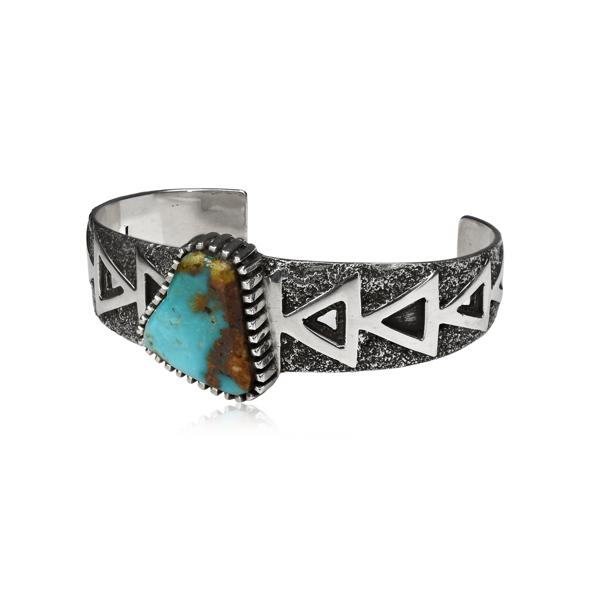 Tufa Cast Single Stone Cuff with Triangular Cutouts by Toney Mitchell