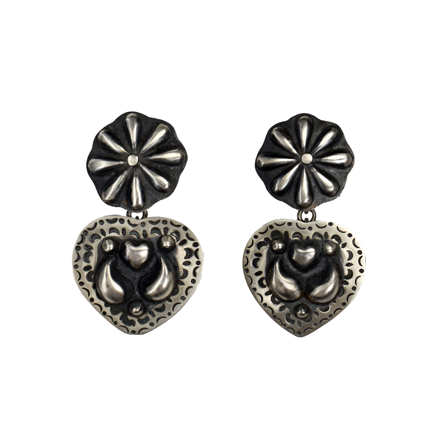 Repousse Radiant Heart Earrings by Rocki Gorman