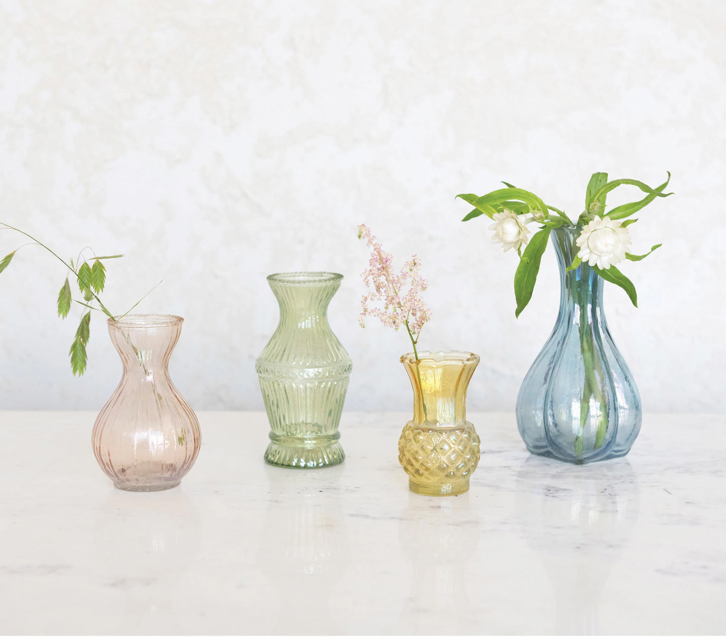 Debossed Glass Vase - Pink