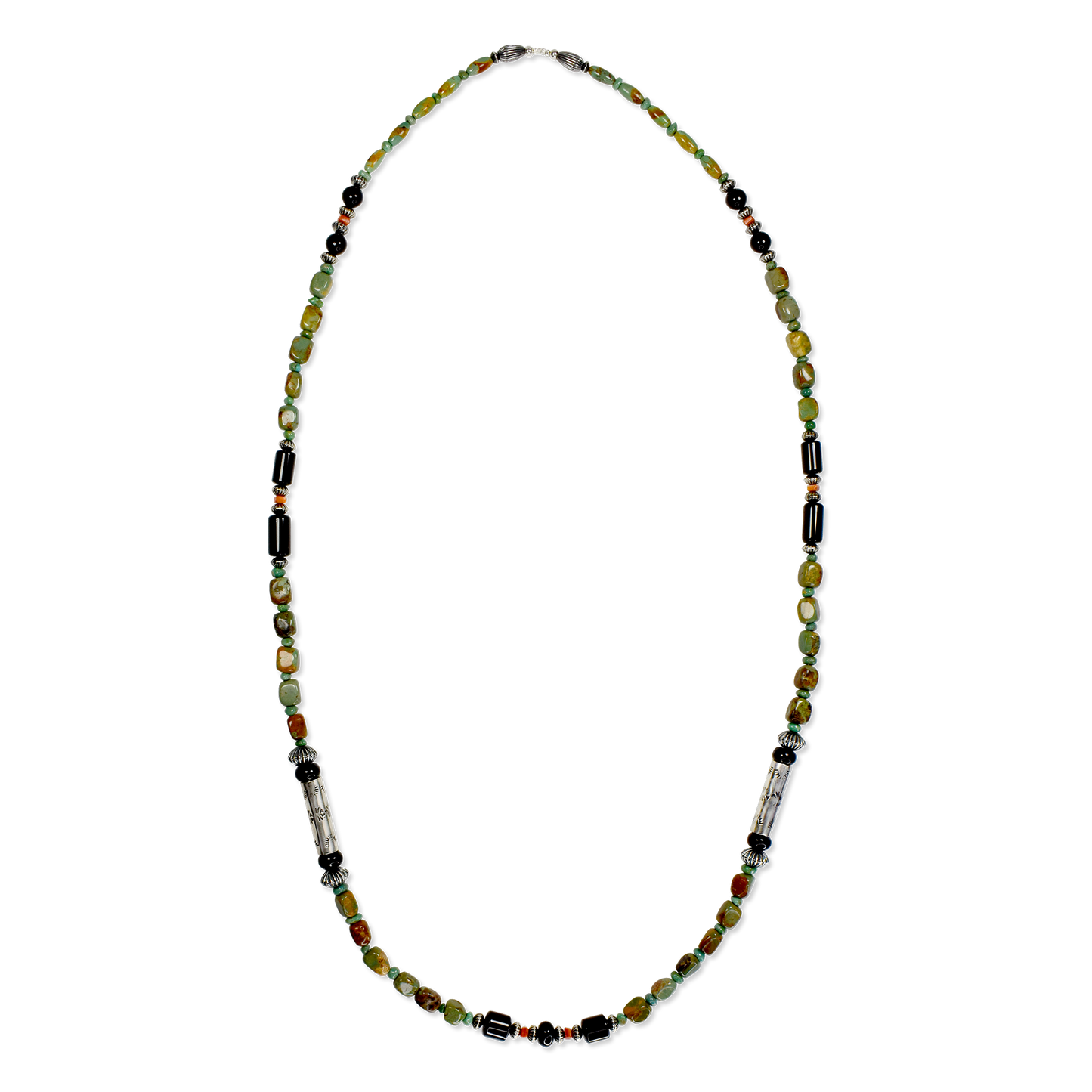 Royston Turquoise & Onyx Necklace with Navajo Pearls by Teller Indian Jewelry