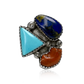 Desert Dream Trio Ring with Sleeping Beauty Turquoise, Lapis Lazuli, and Coral