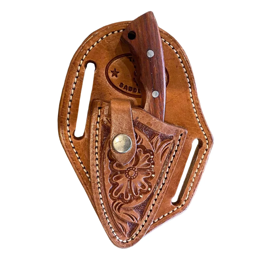 Texas Saddlery Floral Leather Knife Sheath with Knife