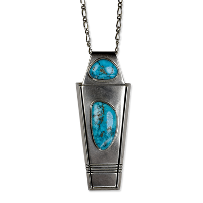 Easter Blue Turquoise Two Stone Vector Pendant by Wilbert Vandever