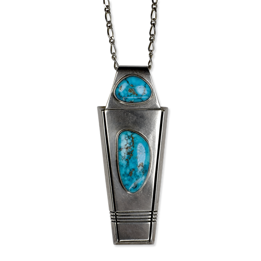 Easter Blue Turquoise Two Stone Vector Pendant by Wilbert Vandever