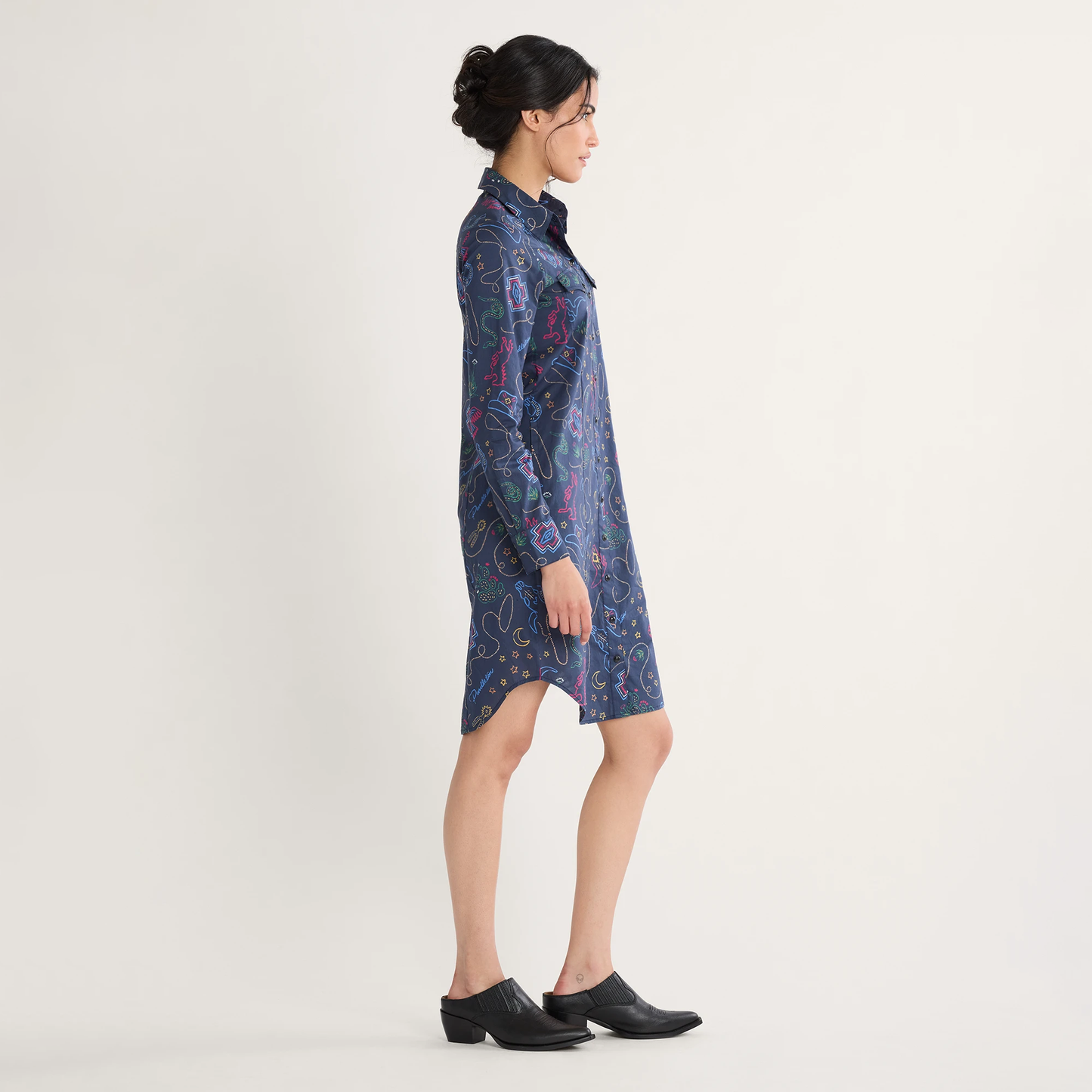 Pendleton Women's Western Print Gambler Shirt Dress - Navy Brights
