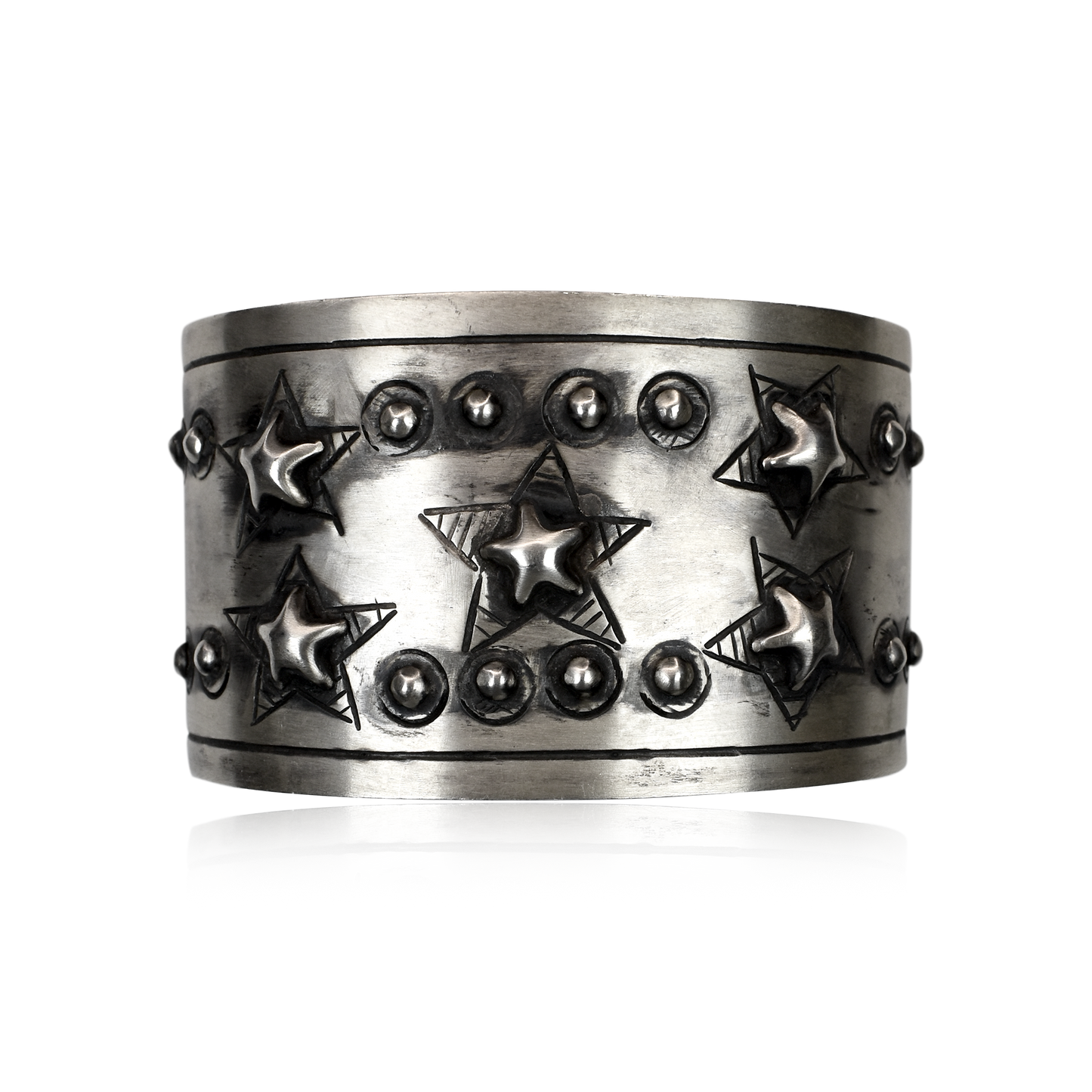 Starry Stamped Silver Cuff by Rocki Gorman