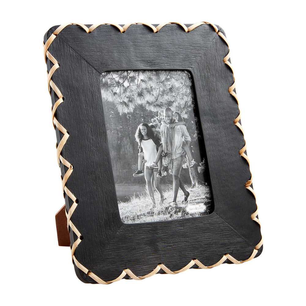 Black Wood Woven Frame