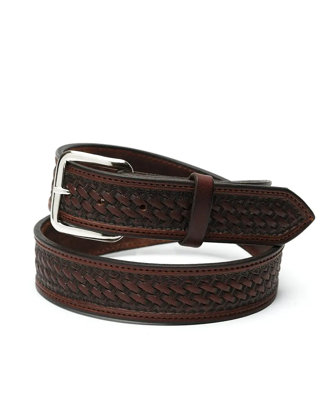 Texas Saddlery Basket Stamped Leather Belt