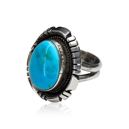 Pear-Shaped Sleeping Beauty Turquoise Ring by Glenn & Irene Sandoval