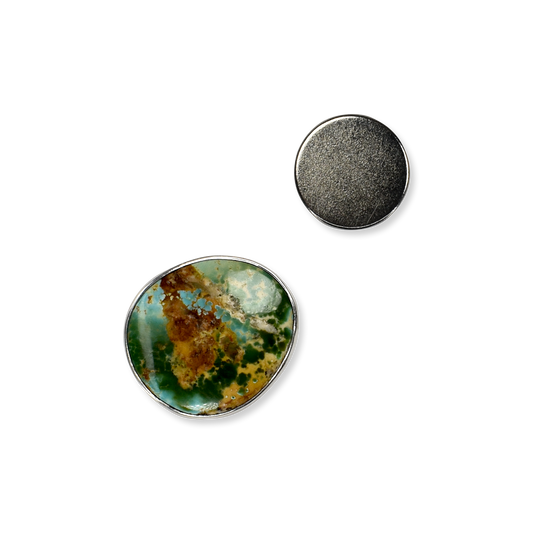 Hallett Peak Small Circular Magnetic Hat Pin - Stone Mountain Turquoise