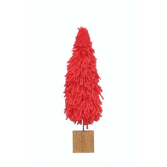 Fabric Yarn Tree with Wood Block Base, Hot Pink Medium