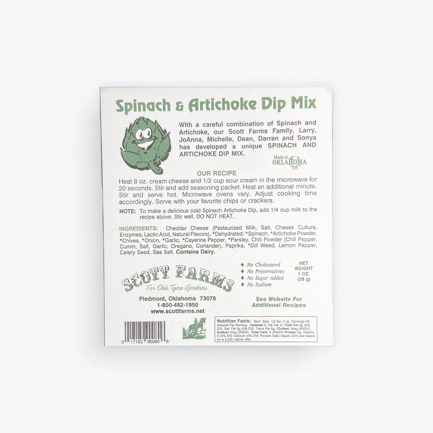 Scott Farms Spinach & Artichoke Dip Mix