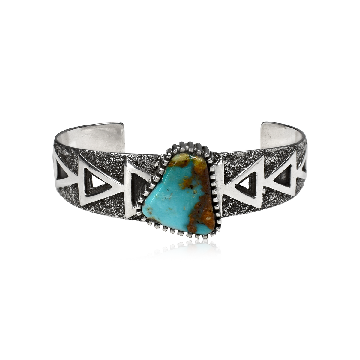 Tufa Cast Single Stone Cuff with Triangular Cutouts by Toney Mitchell