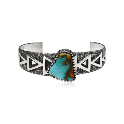 Tufa Cast Single Stone Cuff with Triangular Cutouts by Toney Mitchell