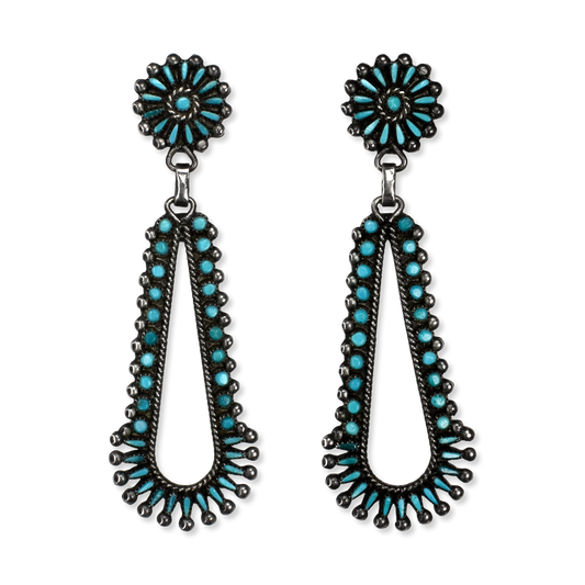 Turquoise Petit Point Chandelier Earrings by Vincent S. Johnson
