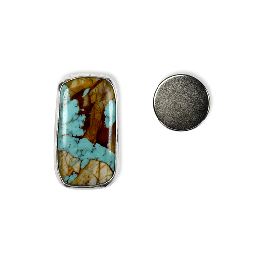 Hallett Peak Medium Rectangular Magnetic Hat Pin - Royston Boulder Turquoise