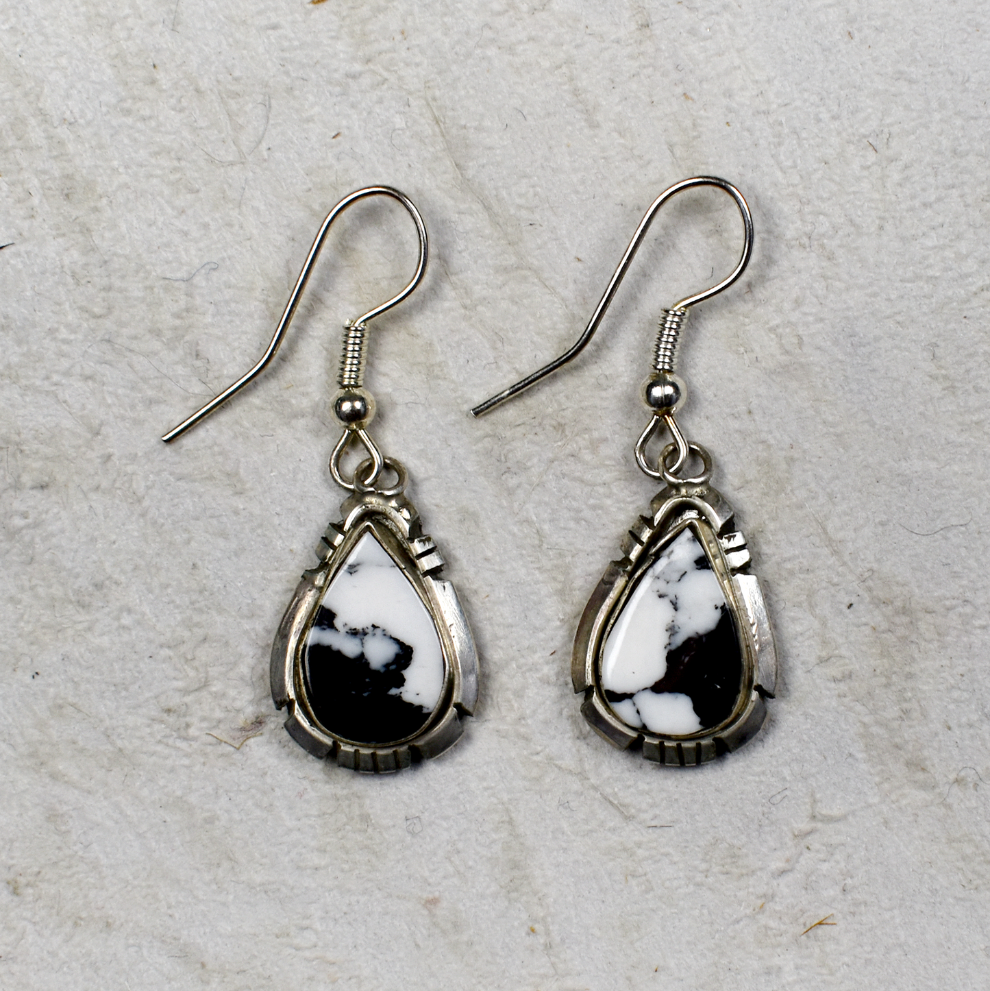 White Buffalo Teardrop Earrings by Calvin Spencer