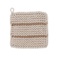Tan Stripe Cotton Crochet Pot Holder, Set of 4