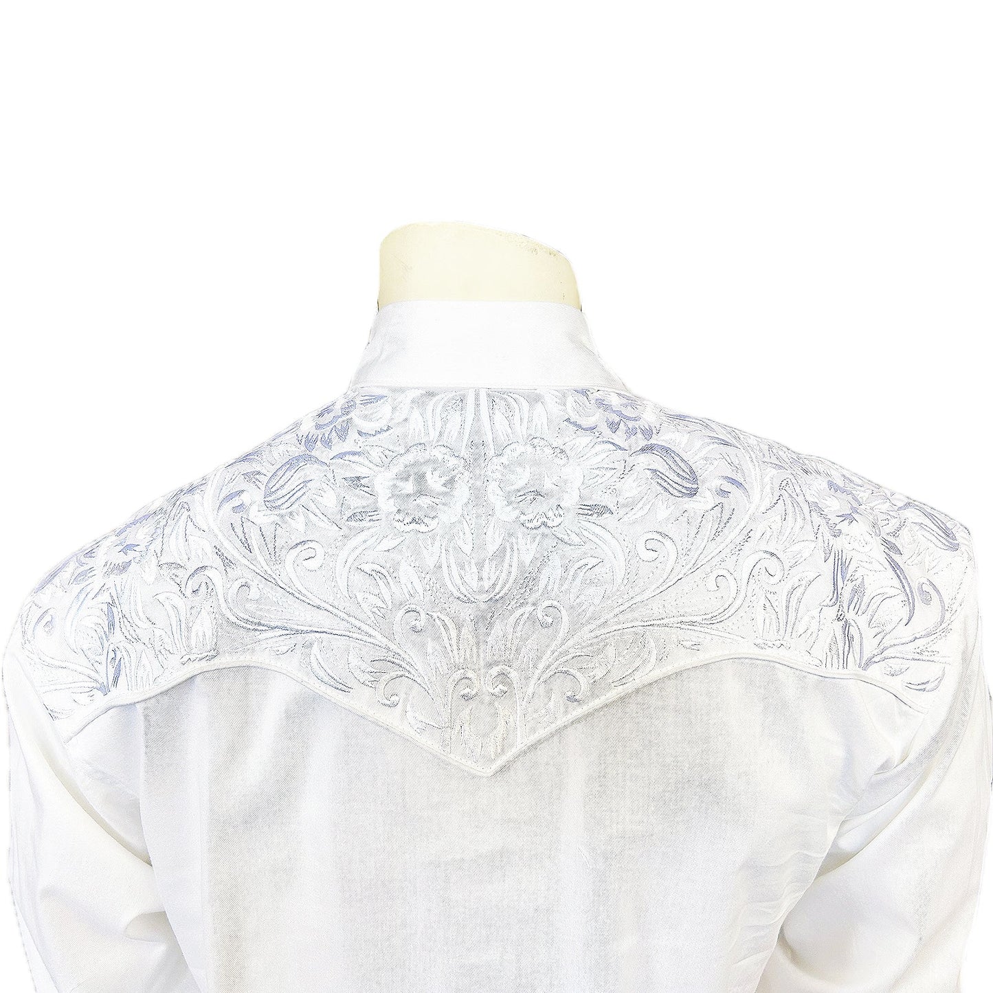 Rockmount Men's Vintage Tooling Embroidered White-on-White Western Shirt