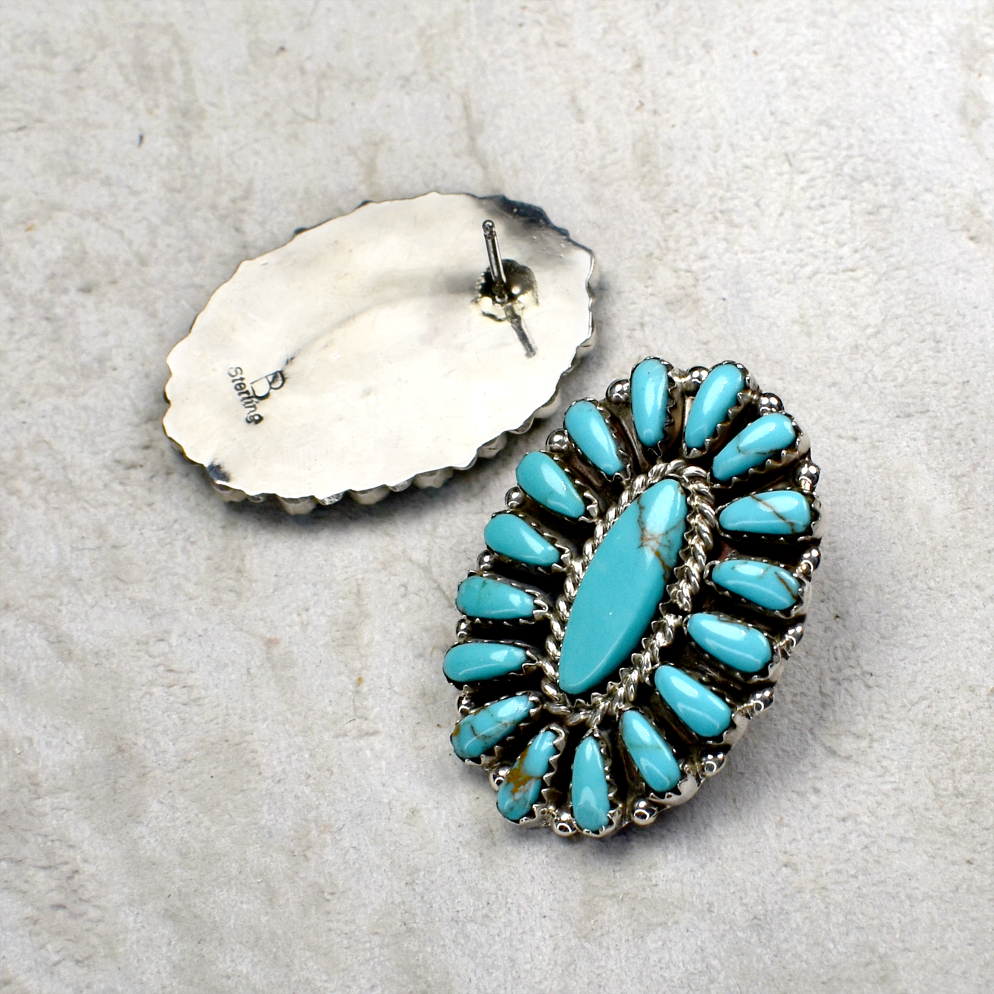 Sleeping Beauty Turquoise Cluster Stud Earrings by Davina Benally