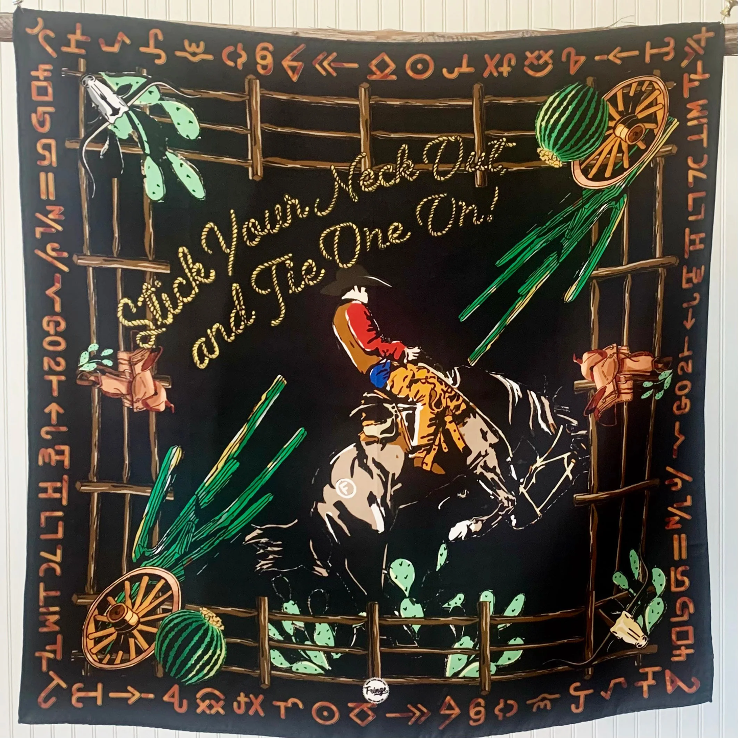 Fringe "Stick Your Neck Out and Tie One On" by Ron Bonge Silk Wild Rag