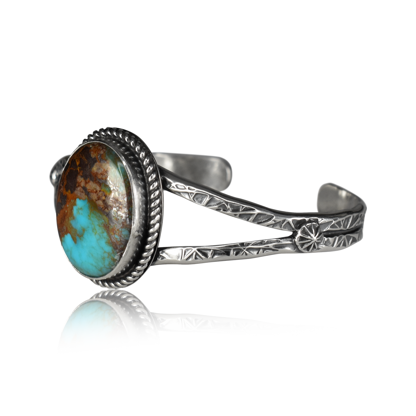 Redskin Turquoise Stamped Cuff by Travis Teller