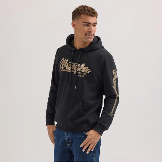 Wrangler Men's Logo Arm Hit Pullover Hoodie - Jet Black