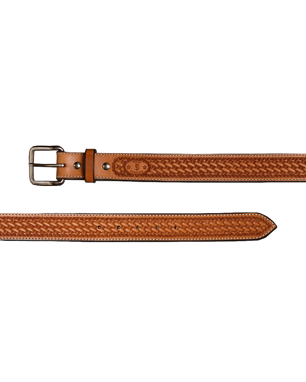 Texas Saddlery Basket Stamped Leather Belt