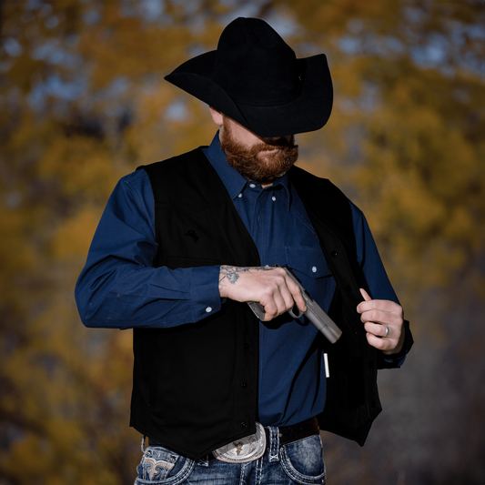 Men's Texas Canvas Concealed Carry Vest -  Black