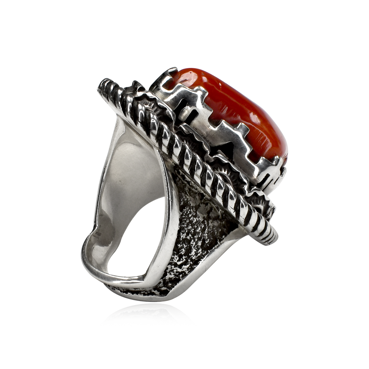 Red Coral Stack Mount Ring by Toney Mitchell