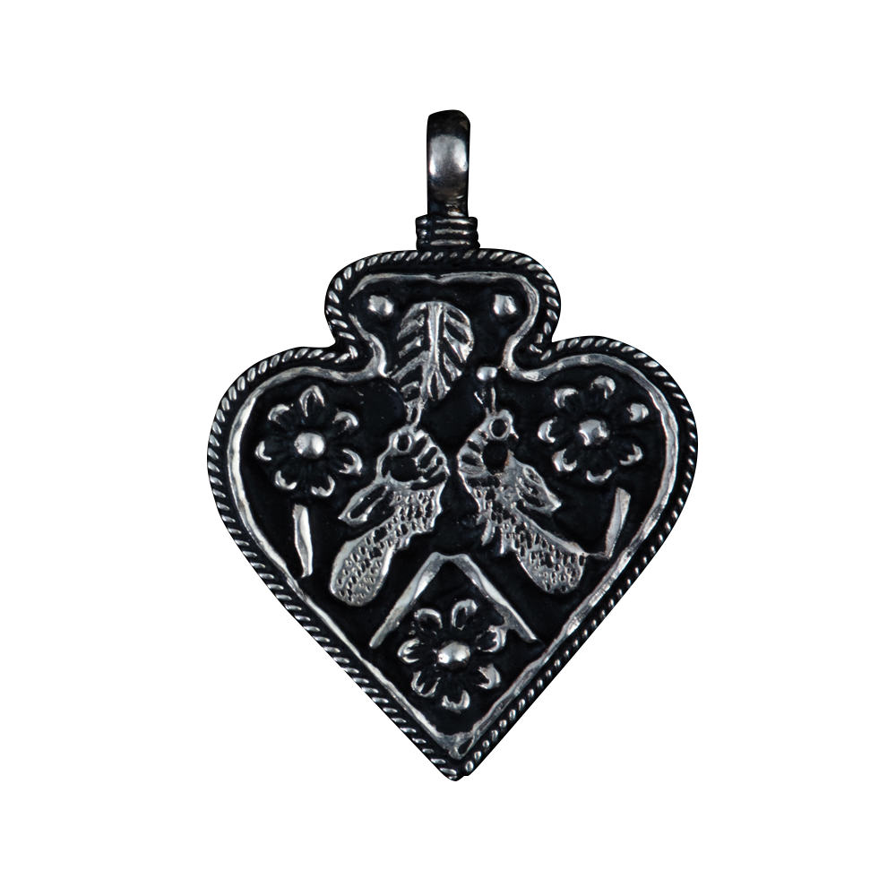 Coreen Cordova "Silver Bird Heart" Triple-Plated Pendant