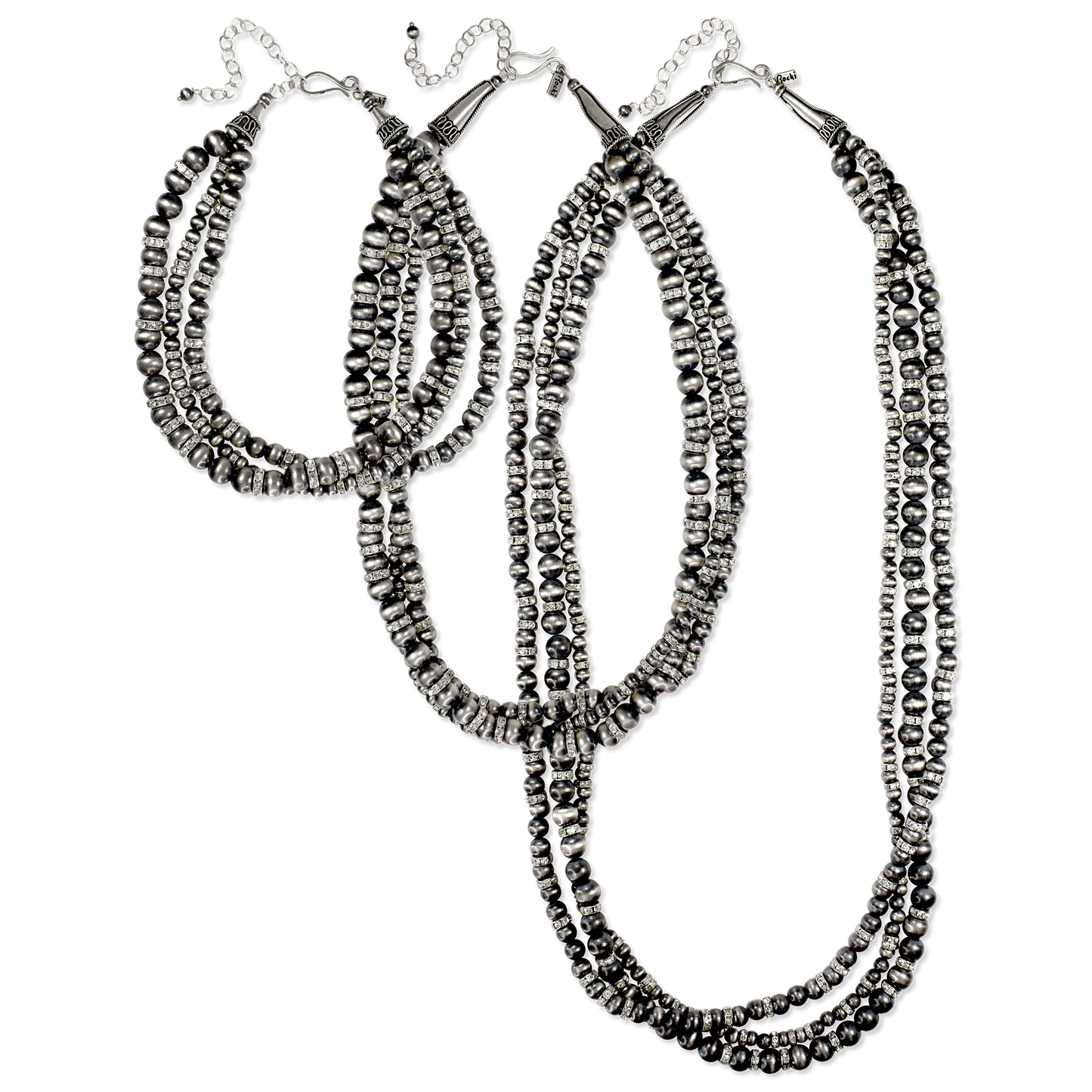 Tres Platos Glitter 3 Strand Necklace by Rocki Gorman