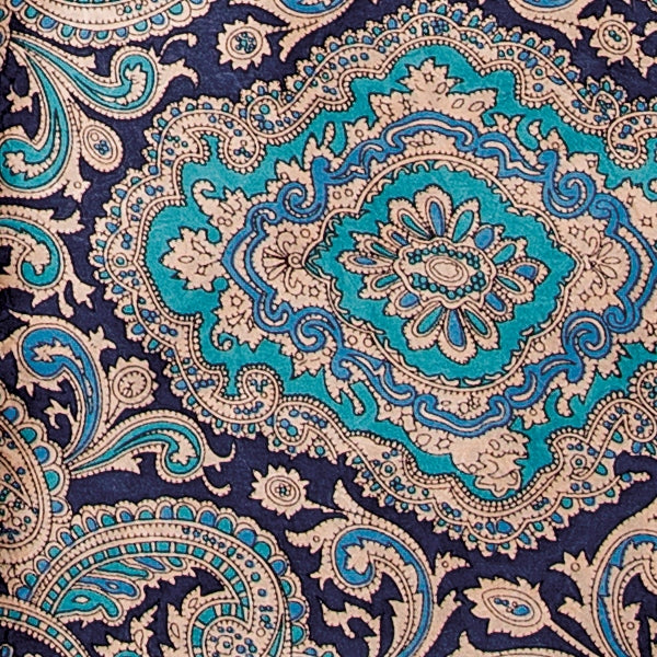 Blue and Gold Paisley Jacquard Silk Wild Rag - 34.5"