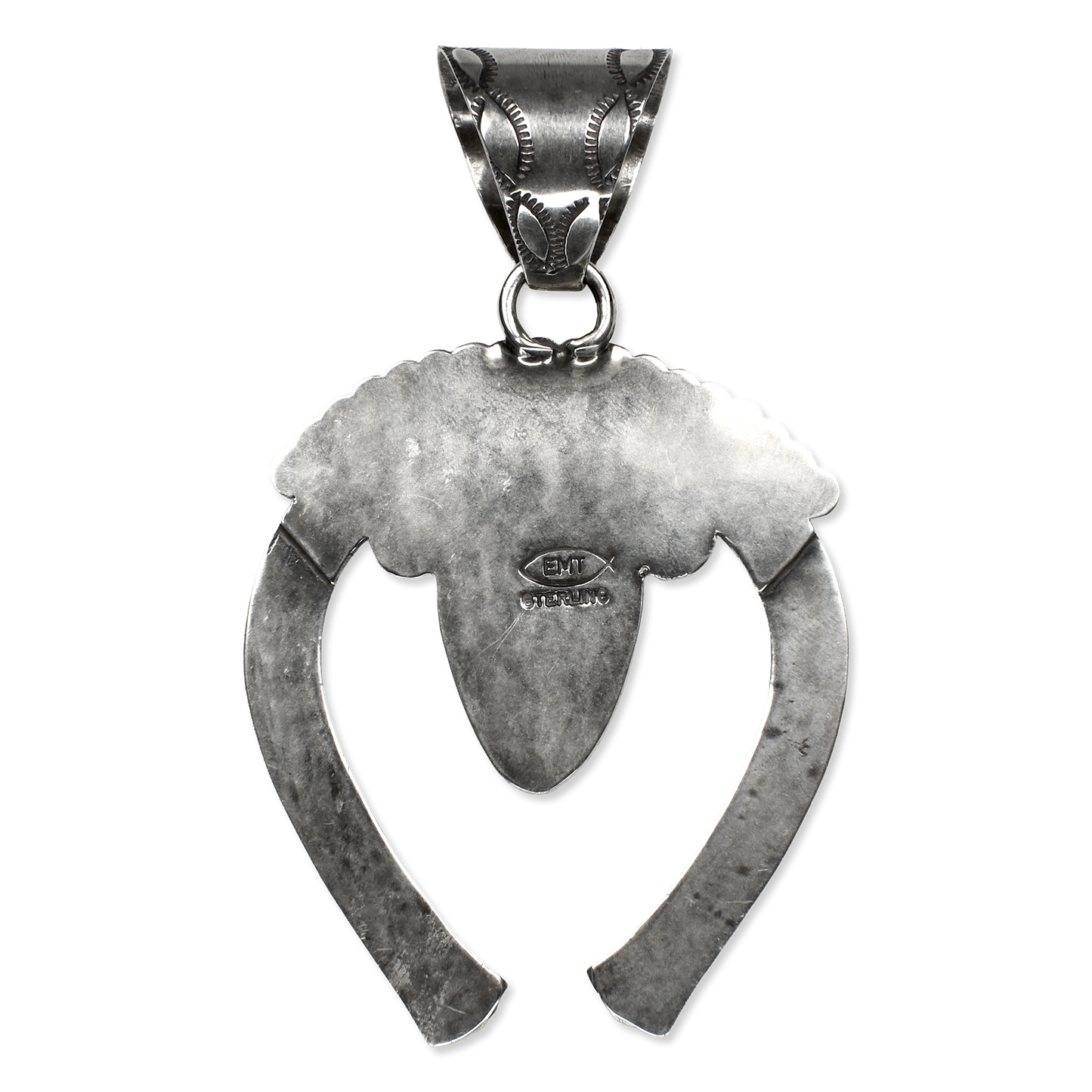 White Buffalo Naja Pendant with Scalloped and Stamped Silver by Teller Indian Jewelry