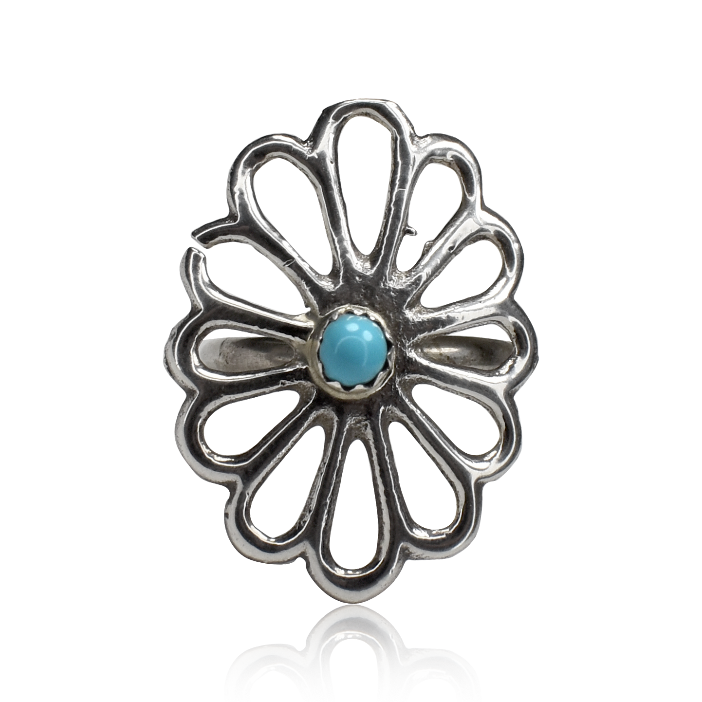 Sleeping Beauty Turquoise Flower Cutout Ring